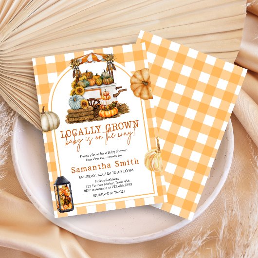 地元で栽培されたカボチャの赤ちゃんシャワー 招待状