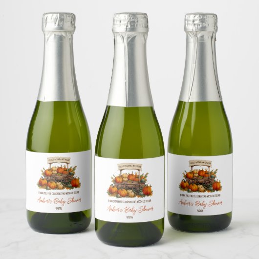 地元で栽培されたカボチャファーマーズマーケットベビーシャワー スパークリングワインラベル (ボトル)
