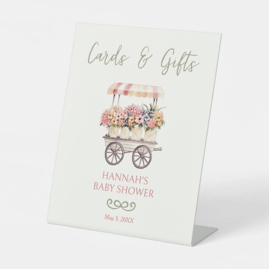 地元で栽培されたカードとギフト赤ちゃんシャワー 台座サイン (正面)