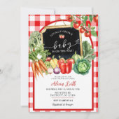 地元で栽培されたギンガムベビーシャワー 招待状 (正面)