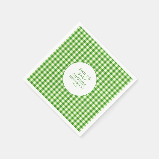 地元で栽培されたグリーンジンガム名ベビーシャワー スタンダードカクテルナプキン (角)