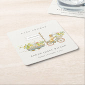 地元で栽培されたゴールデンレトリバーフローラベビーシャワー スクエアペーパーコースター (アングル)