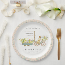 地元で栽培されたゴールデンレトリバーフローラベビーシャワー ペーパープレート