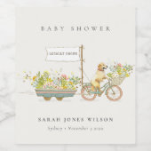 地元で栽培されたゴールデンレトリバーフローラベビーシャワー ワインラベル (シングルラベル)