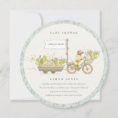 地元で栽培されたゴールデンレトリバーフローラベビーシャワー 招待状 (正面)