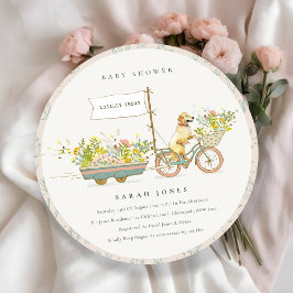 地元で栽培されたゴールデンレトリバーフローラベビーシャワー 招待状