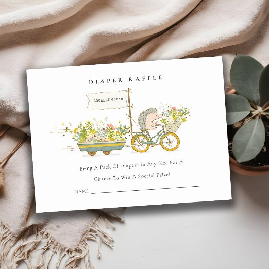 地元で栽培されたハリネズミおむつラッフルベビーシャワー エンクロージャーカード