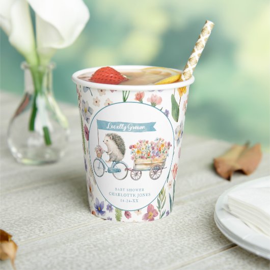 地元で栽培されたハリネズミ赤ちゃんシャワーフローラカップ 紙コップ (インサイチュ)