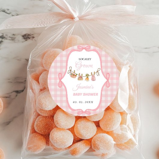 地元で栽培されたピンクのガールベビーシャワーベビーの散水 ラウンドシール