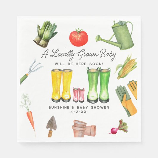 地元で栽培されたピンクのブーツ野菜ベビーシャワー スタンダードランチョンナプキン (正面)