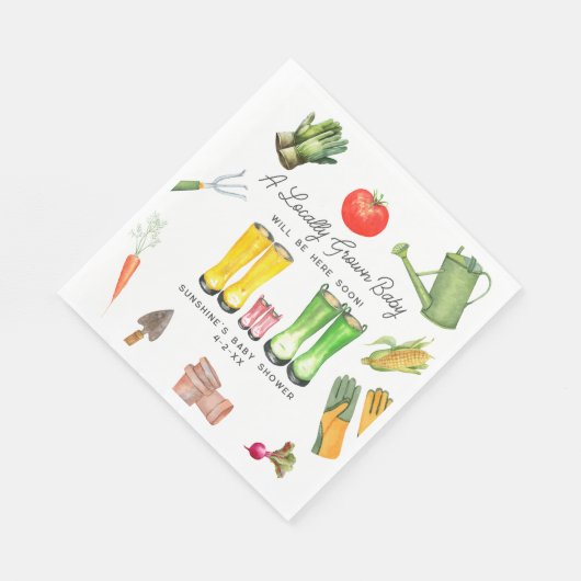 地元で栽培されたピンクのブーツ野菜ベビーシャワー スタンダードランチョンナプキン (角)