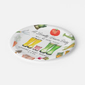 地元で栽培されたピンクのブーツ野菜ベビーシャワー ペーパープレート (アングル)