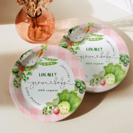 地元で栽培されたピンクのベビー農家市場ベビーシャワー ペーパープレート