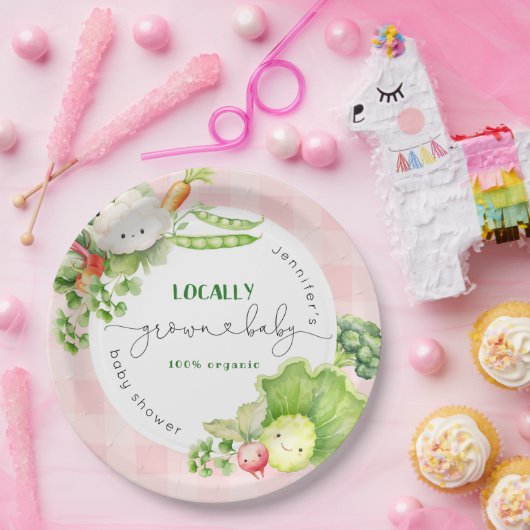 地元で栽培されたピンクのベビー農家市場ベビーシャワー ペーパープレート (パーティー)