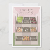 地元で栽培されたピンクの農家市場ベビーシャワー 招待状 (正面)