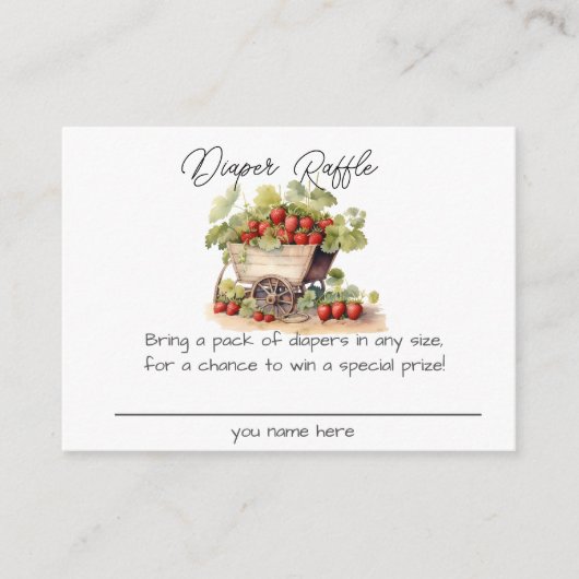 地元で栽培されたファーマーズマーケットおむつラッフル エンクロージャーカード (正面)