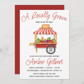 地元で栽培されたファーマーズマーケットの赤ちゃんシャワーの侵入者 招待状 (正面/裏面)