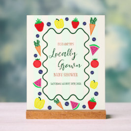 地元で栽培されたファーマーズマーケットベビーシャワー アクリルサイン