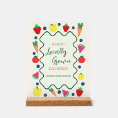 地元で栽培されたファーマーズマーケットベビーシャワー アクリルサイン (正面)