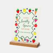 地元で栽培されたファーマーズマーケットベビーシャワー アクリルサイン (傾斜)