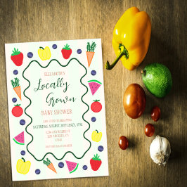 地元で栽培されたファーマーズマーケットベビーシャワー アクリル招待状