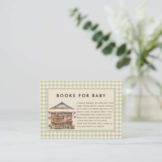 地元で栽培されたファーマーズマーケットベビーシャワー エンクロージャーカード (スタンド正面)