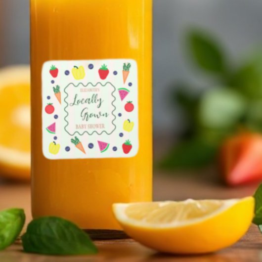 地元で栽培されたファーマーズマーケットベビーシャワー スクエアシール