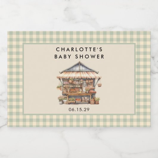 地元で栽培されたファーマーズマーケットベビーシャワー スパークリングワインラベル (シングルラベル)