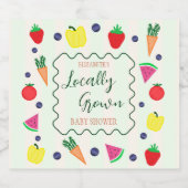 地元で栽培されたファーマーズマーケットベビーシャワー スパークリングワインラベル (シングルラベル)