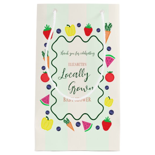地元で栽培されたファーマーズマーケットベビーシャワー スモールペーパーバッグ (正面)