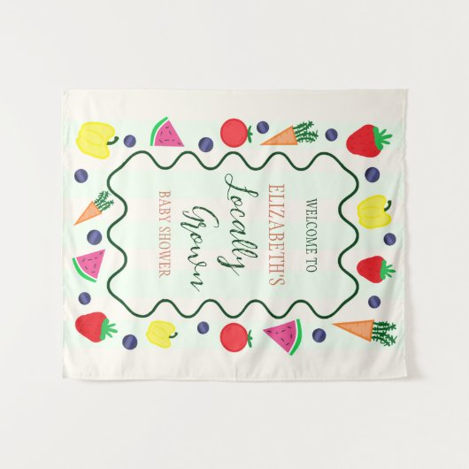 地元で栽培されたファーマーズマーケットベビーシャワー タペストリー (正面(横))