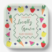 地元で栽培されたファーマーズマーケットベビーシャワー ペーパープレート (正面)