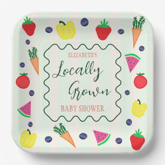 地元で栽培されたファーマーズマーケットベビーシャワー ペーパープレート (正面)