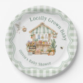 地元で栽培されたファーマーズマーケットベビーシャワー ペーパープレート (正面)
