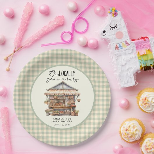 地元で栽培されたファーマーズマーケットベビーシャワー ペーパープレート (パーティー)