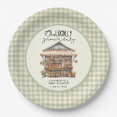 地元で栽培されたファーマーズマーケットベビーシャワー ペーパープレート (正面)