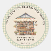 地元で栽培されたファーマーズマーケットベビーシャワー ラウンドシール (正面)