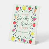 地元で栽培されたファーマーズマーケットベビーシャワー 台座サイン (正面)