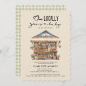 地元で栽培されたファーマーズマーケットベビーシャワー 招待状 (正面/裏面)