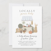 地元で栽培されたファーマーズマーケットベビーシャワー 招待状 (正面)