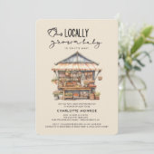 地元で栽培されたファーマーズマーケットベビーシャワー 招待状 (スタンド正面)