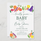 地元で栽培されたファーマーズマーケットベビーシャワー 招待状 (正面)