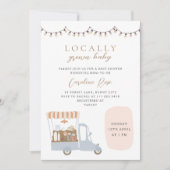 地元で栽培されたファーマーズマーケットベビーシャワー 招待状 (正面)