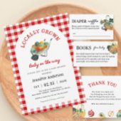 地元で栽培されたファーマーズマーケットベビーシャワー 招待状