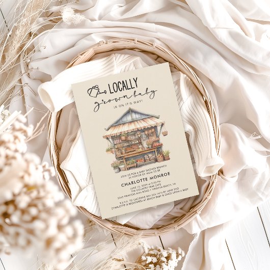 地元で栽培されたファーマーズマーケットベビーシャワー 招待状