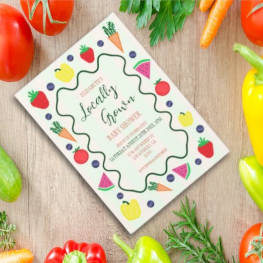 地元で栽培されたファーマーズマーケットベビーシャワー 招待状