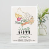 地元で栽培されたフランスの市場バッグベビーシャワー 招待状 (スタンド正面)