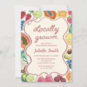 地元で栽培されたフルーツ赤ちゃんシャワー 招待状 (正面)