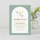 地元で栽培されたフローラガーデニング赤ちゃんシャワー 招待状 (スタンド正面)