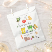 地元で栽培されたブルーブーツガーデン赤ちゃんシャワー フェイバーバッグ (クリップ留めされた状態)